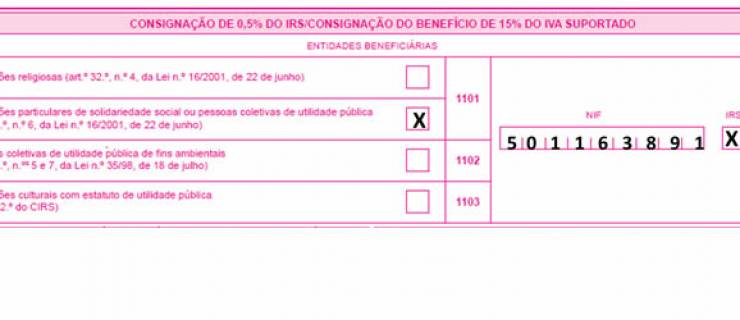 Beneficie a nossa Associação ao preencher o seu IRS!